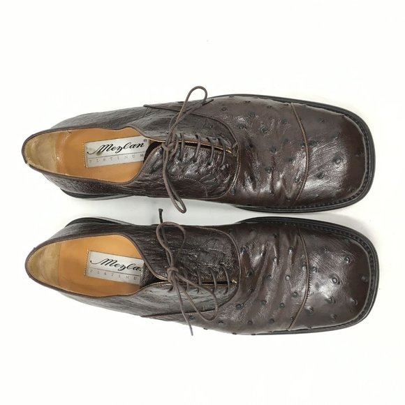 Mezlan Oxfords Shoes Size 10.5 Brown Full Ostrich main image 4